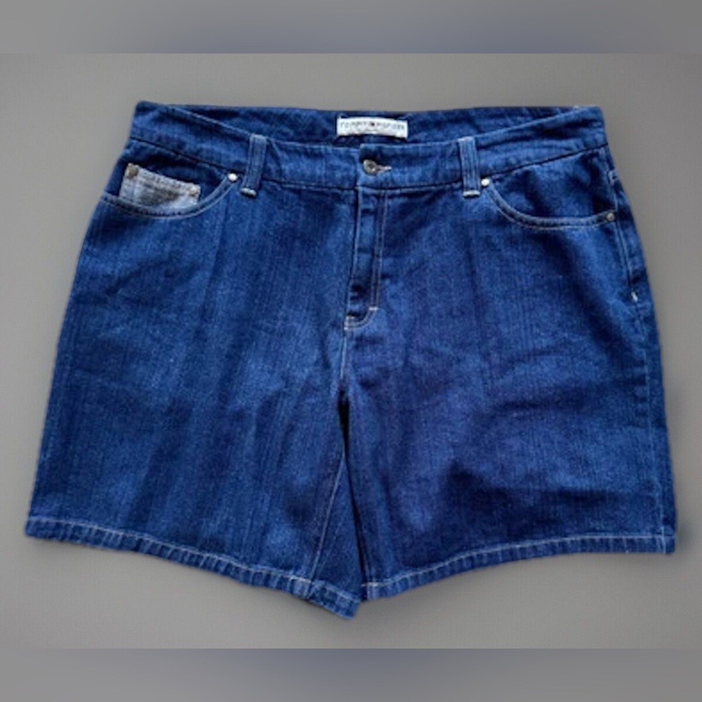 Vintage Tommy Hilfiger Womens Cotton Blue Denim 5-Pocket Girlfriend Shorts 16